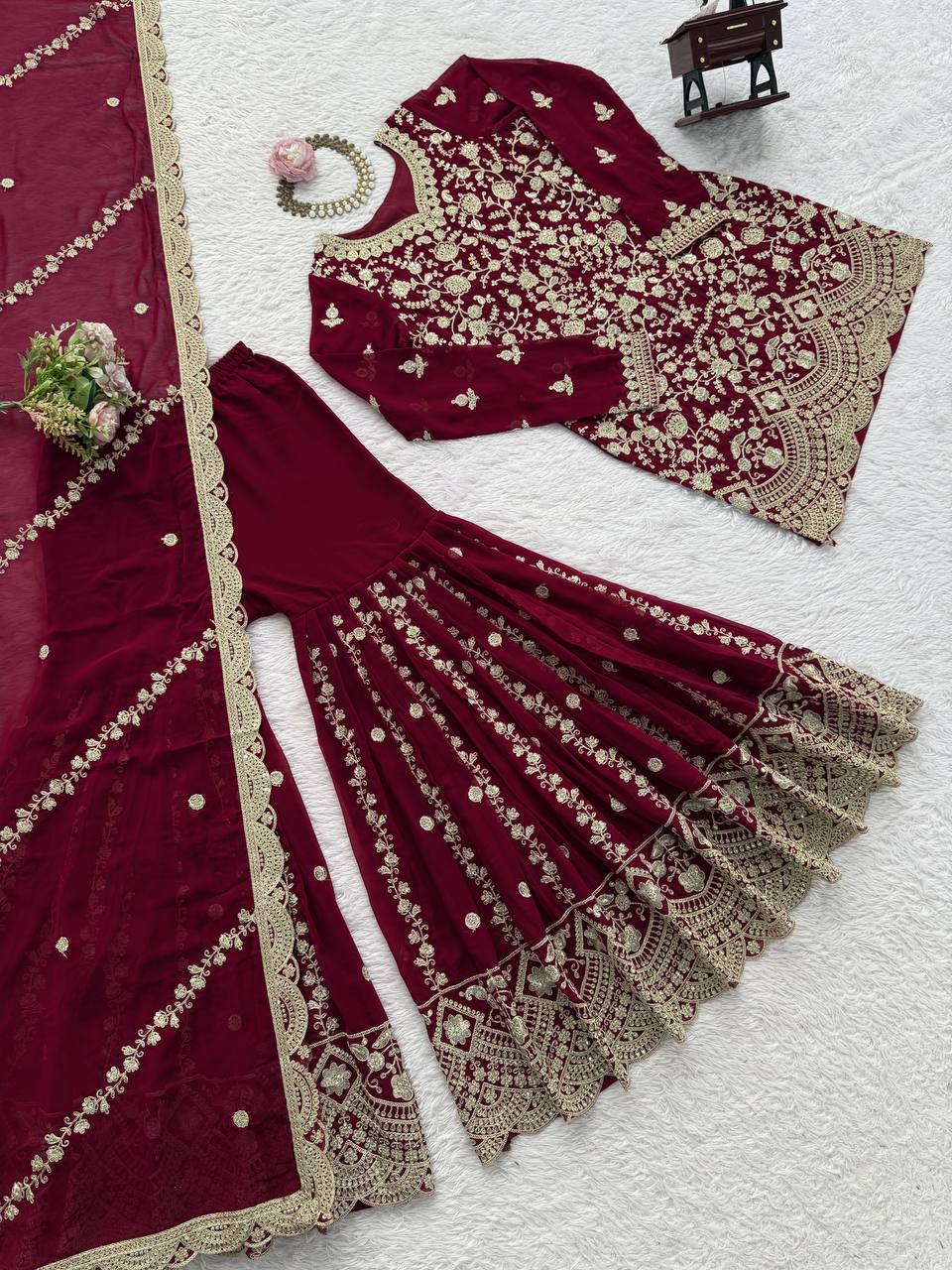 Maroon Heavy Embroidered Lehenga Choli with Dupatta – Wedding & Festive Wear
