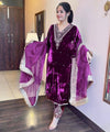 Premium Velvet Embroidered Kurta Pant Set with Dupatta | 3 Color Options