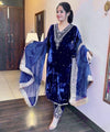 Premium Velvet Embroidered Kurta Pant Set with Dupatta | 3 Color Options