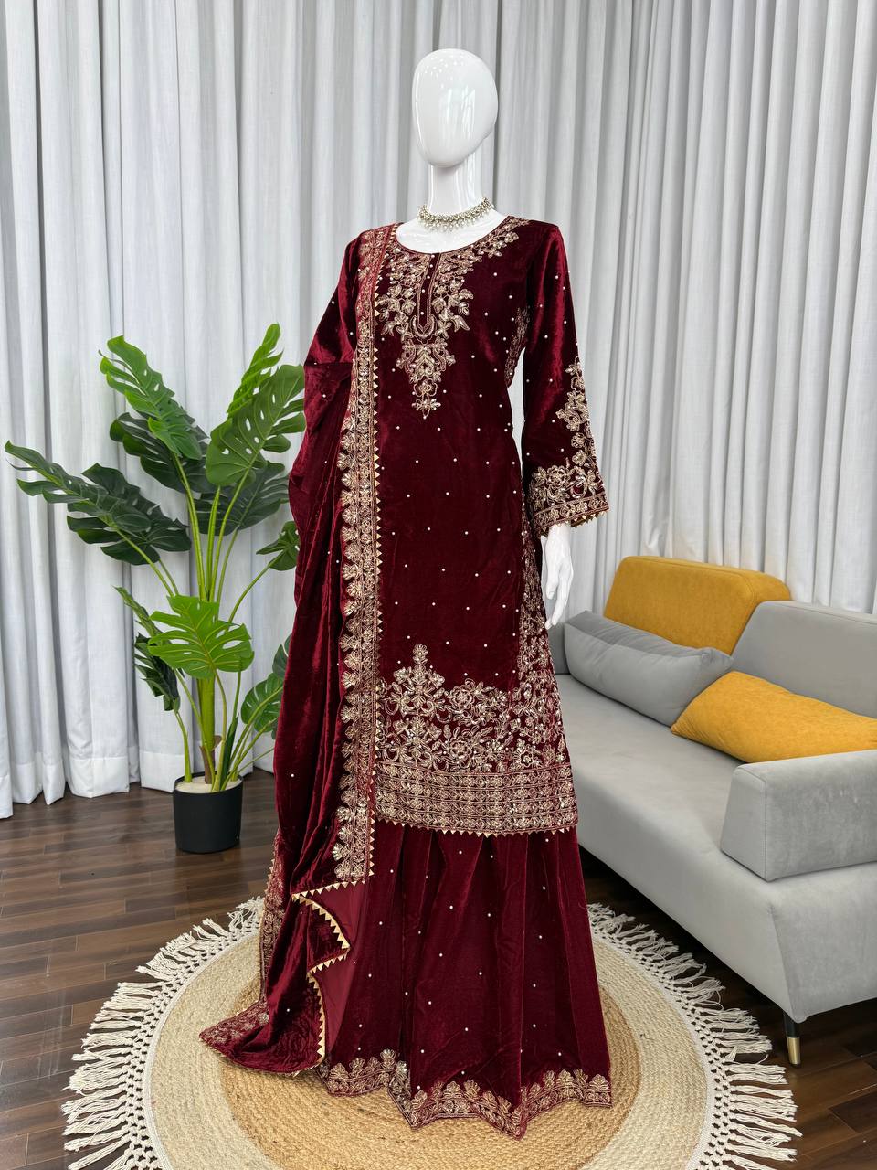 Heavy Embroidered Straight Kurta Palazzo Suit Set | Festive Party Wear | 6 Colors