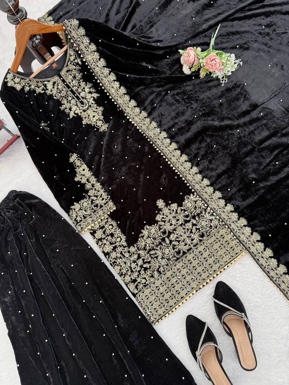 Heavy Embroidered Straight Kurta Palazzo Suit Set | Festive Party Wear | 6 Colors