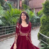 Maroon Velvet Lehenga Choli with Heavy Embroidered Blouse – Wedding & Festive Wear