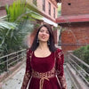 Maroon Velvet Lehenga Choli with Heavy Embroidered Blouse – Wedding & Festive Wear