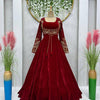 Maroon Velvet Lehenga Choli with Heavy Embroidered Blouse – Wedding & Festive Wear