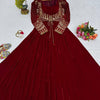 Maroon Velvet Lehenga Choli with Heavy Embroidered Blouse – Wedding & Festive Wear