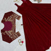 Maroon Velvet Lehenga Choli with Heavy Embroidered Blouse – Wedding & Festive Wear