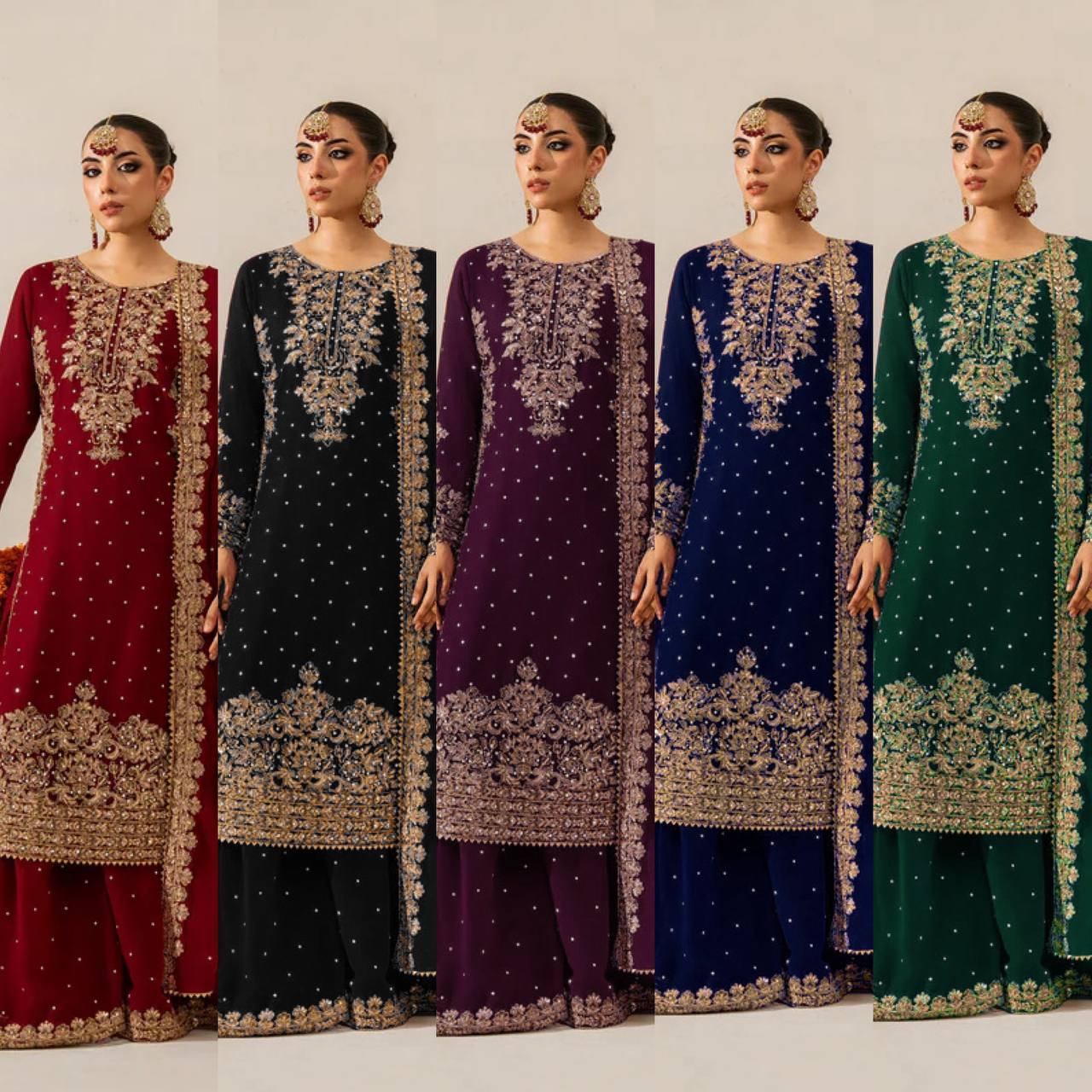 Heavy Embroidered Straight Kurta Palazzo Suit Set | Festive Party Wear | 6 Colors