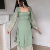 Embroidered Kurta Pant Set with Net Dupatta – Mint Green & Dusty Rose