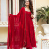Red Anarkali Kurta Pant Set with Dupatta – Festive & Party Wear