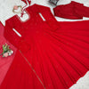 Red Anarkali Kurta Pant Set with Dupatta – Festive & Party Wear