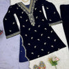 Navy Blue Embroidered Kurta Pant Set with Dupatta – Festive & Party Wear