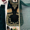 Emerald Green Velvet Heavy Embroidered Kurta Pant Set with Dupatta – Festive & Wedding Wear