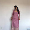 Embroidered Kurta Pant Set with Net Dupatta – Mint Green & Dusty Rose