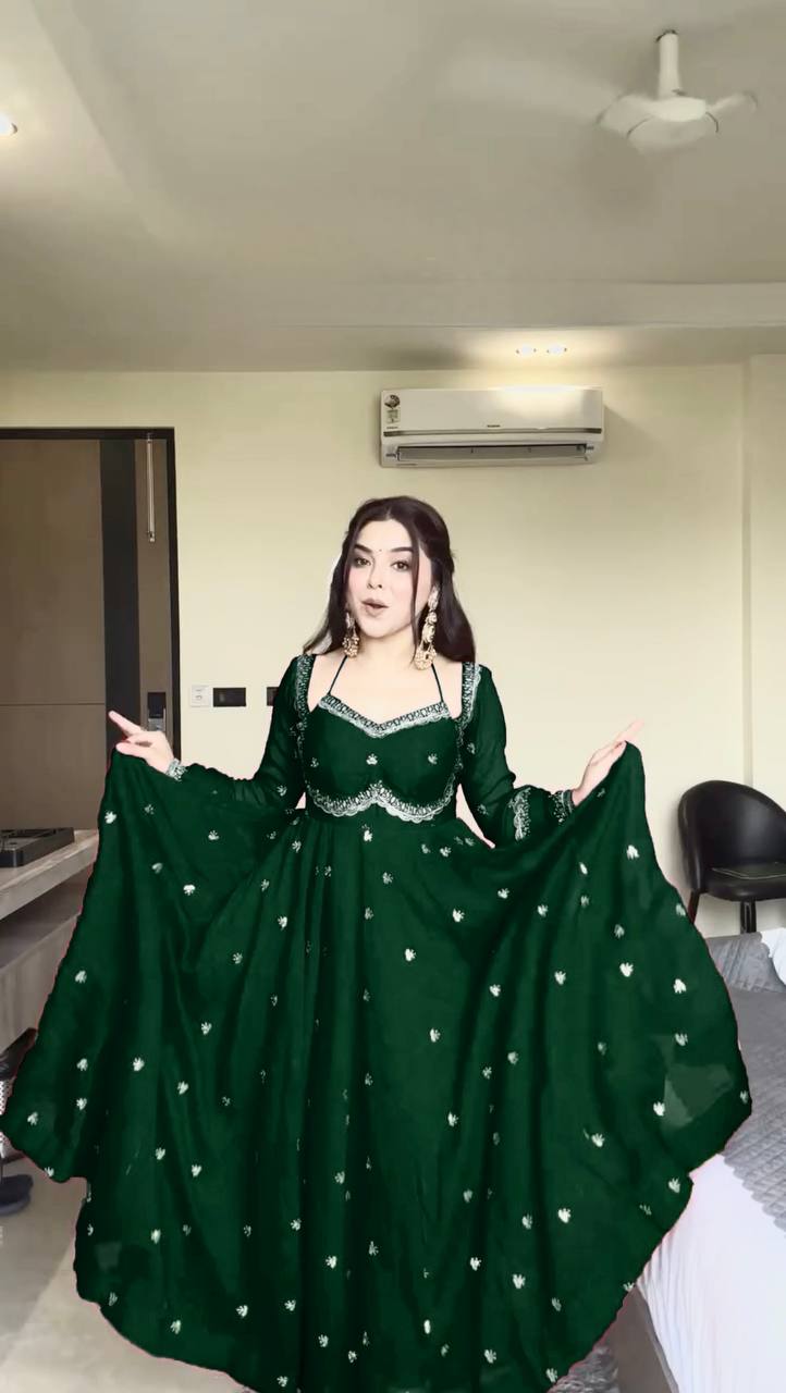 Premium Georgette Anarkali Suit Set with Dupatta & Pant | 9 Elegant Color Options