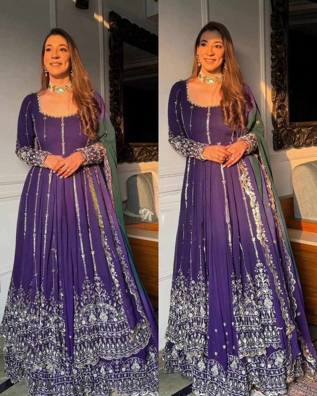 Elegant Georgette Embroidered Anarkali Suit Set with Dupatta | Festive & Party Wear