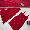 Red Sleeveless Kurta Sharara Suit Set with Dupatta | Festive Ethnic Wear