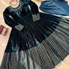 Teal Blue Velvet Embroidered Anarkali Sharara Suit Set | Winter Festive Wear