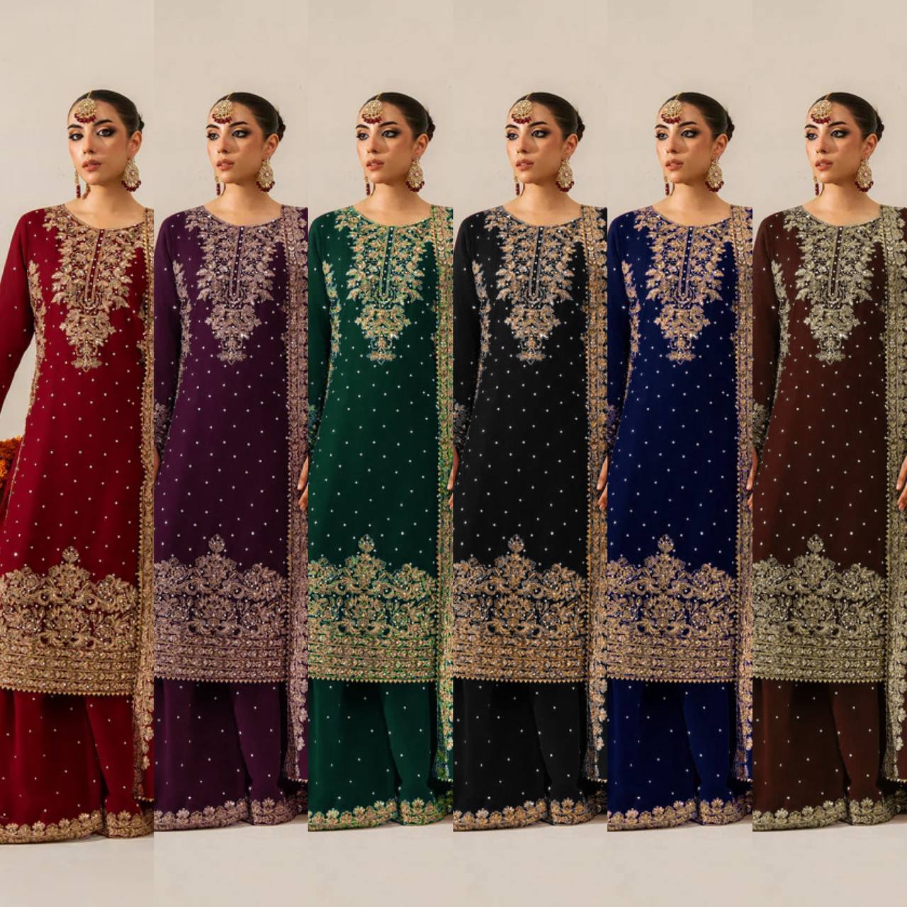 Heavy Embroidered Straight Kurta Palazzo Suit Set | Festive Party Wear | 6 Colors