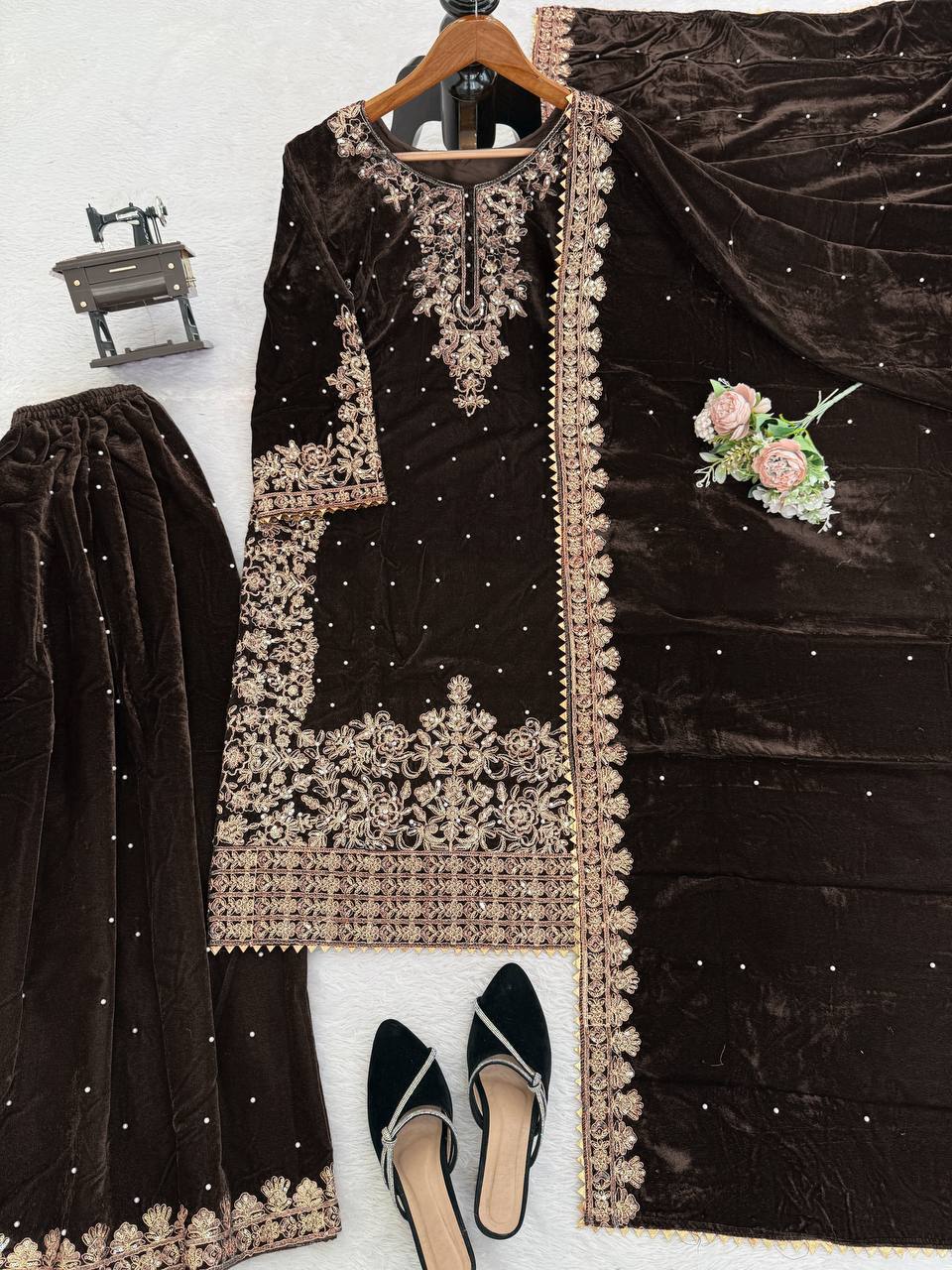 Heavy Embroidered Straight Kurta Palazzo Suit Set | Festive Party Wear | 6 Colors