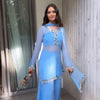 Sky Blue Mirror Work Kurta Sharara Suit Set with Dupatta | Festive Party Wear