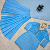 Sky Blue Mirror Work Kurta Sharara Suit Set with Dupatta | Festive Party Wear