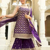 Purple Embroidered Kurta Sharara Set with Dupatta