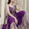 Purple Embroidered Kurta Sharara Set with Dupatta