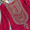 Red Heavy Embroidered Kurta Sharara Set with Net Dupatta