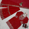 Red Heavy Embroidered Kurta Sharara Set with Net Dupatta