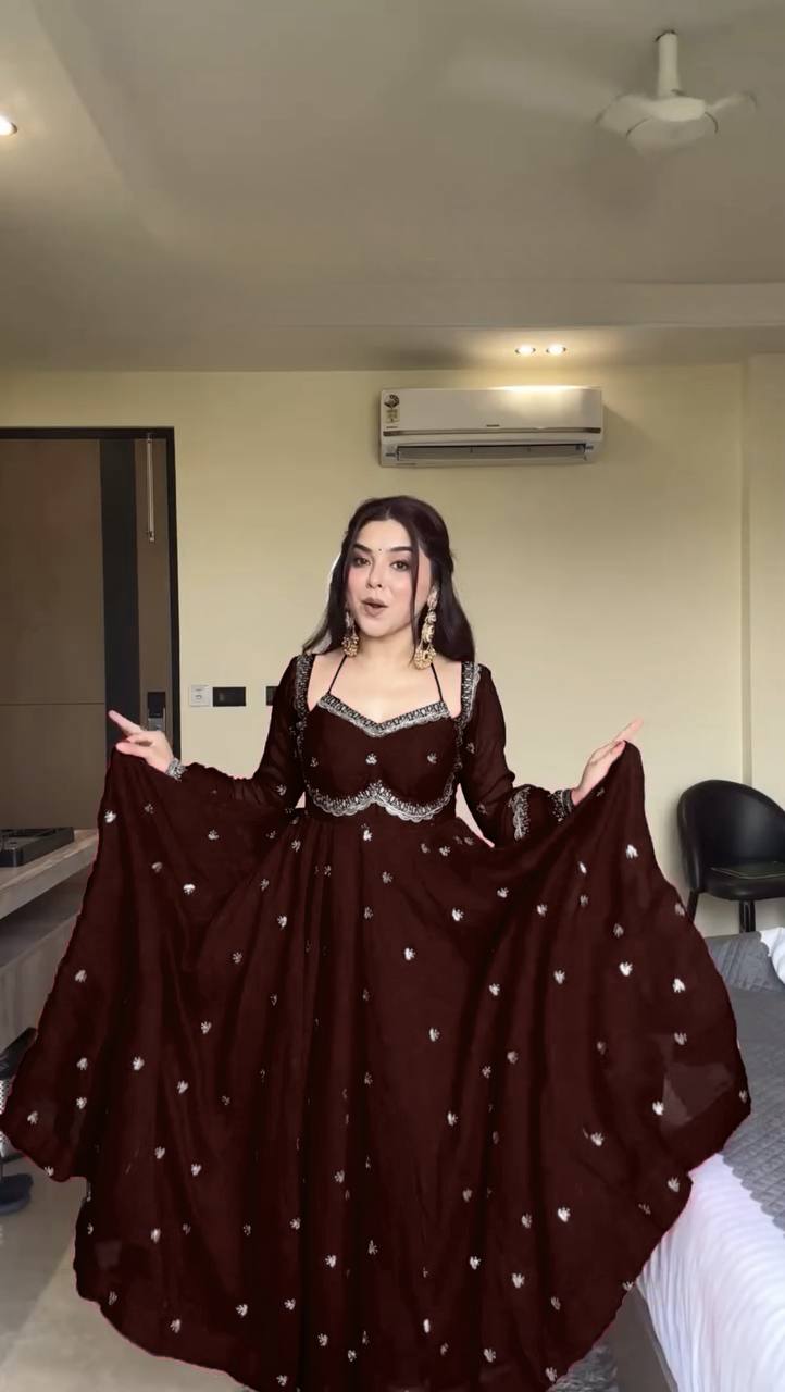 Premium Georgette Anarkali Suit Set with Dupatta & Pant | 9 Elegant Color Options