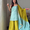 Mint Green Kurti with Lime Sharara & Ombre Chiffon Dupatta Set
