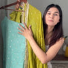 Mint Green Kurti with Lime Sharara & Ombre Chiffon Dupatta Set