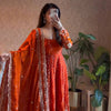 Rust Orange Embroidered Anarkali Kurta Set with Dupatta & Bottom – Festive Ethnic Wear for Women