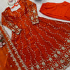 Rust Orange Embroidered Anarkali Kurta Set with Dupatta & Bottom – Festive Ethnic Wear for Women