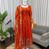 Rust Orange Embroidered Anarkali Kurta Set with Dupatta & Bottom – Festive Ethnic Wear for Women