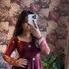 Embroidered Silk Anarkali Suit Set with Dupatta & Bottom – Available in Wine & Brown | Festive Wear for Women