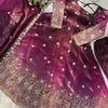 Embroidered Silk Anarkali Suit Set with Dupatta & Bottom – Available in Wine & Brown | Festive Wear for Women