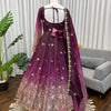 Embroidered Silk Anarkali Suit Set with Dupatta & Bottom – Available in Wine & Brown | Festive Wear for Women
