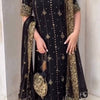 Black Embroidered Straight Kurta Set with Dupatta & Bottom – Elegant Festive Wear for Women