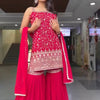 Embroidered Sleeveless Kurti Sharara Set with Dupatta – 2 Color Options (Pink & Purple) | Festive Party Wear for Women