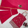 Embroidered Sleeveless Kurti Sharara Set with Dupatta – 2 Color Options (Pink & Purple) | Festive Party Wear for Women