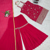 Embroidered Sleeveless Kurti Sharara Set with Dupatta – 2 Color Options (Pink & Purple) | Festive Party Wear for Women
