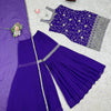 Embroidered Sleeveless Kurti Sharara Set with Dupatta – 2 Color Options (Pink & Purple) | Festive Party Wear for Women