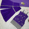 Embroidered Sleeveless Kurti Sharara Set with Dupatta – 2 Color Options (Pink & Purple) | Festive Party Wear for Women