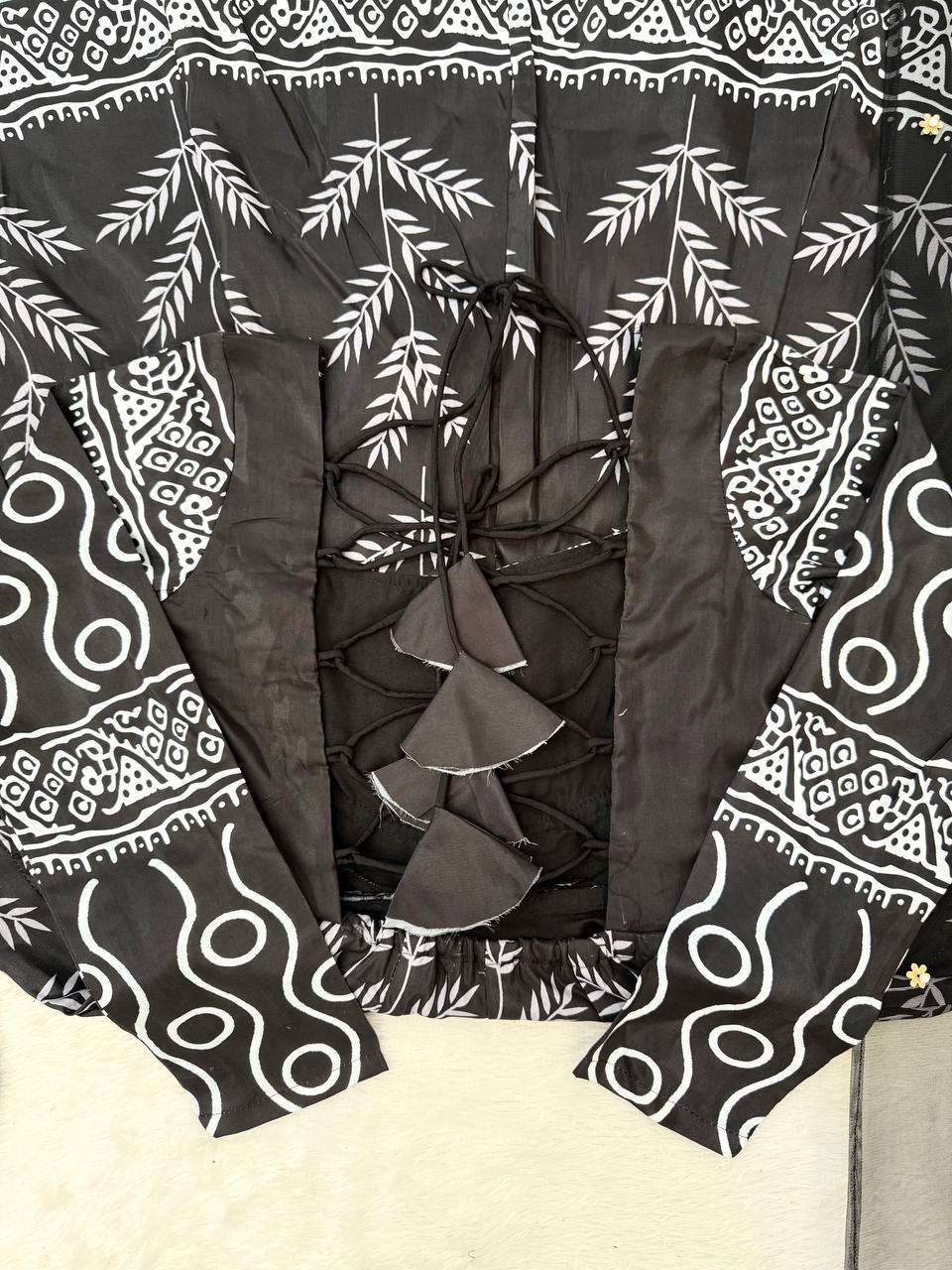 Black & White Printed Anarkali Kurta Set with Bottom – Stylish Everyday Ethnic Wear for Women