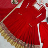 Red Pleated Anarkali Suit Set with Dupatta & Bottom – Heavy Border Festive Wear for Women