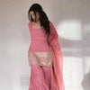 Baby Pink Embroidered Kurti Sharara Set with Dupatta – Elegant Festive Wear for Women