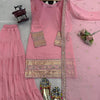 Baby Pink Embroidered Kurti Sharara Set with Dupatta – Elegant Festive Wear for Women