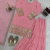 Baby Pink Embroidered Kurti Sharara Set with Dupatta – Elegant Festive Wear for Women
