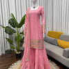 Baby Pink Embroidered Kurti Sharara Set with Dupatta – Elegant Festive Wear for Women